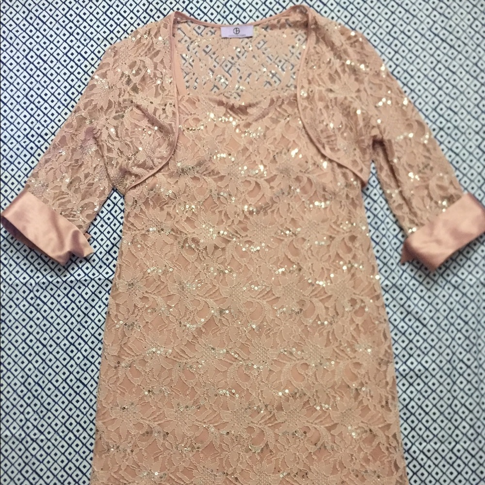 JS Collections Formal Blush Pink Dress w/ jacket Sz16